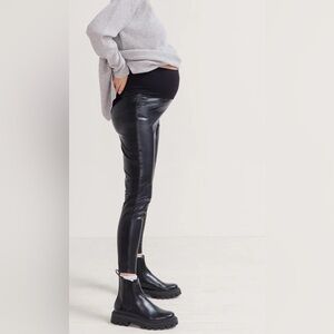 HATCH Black Vegan Leather Leggings, Maternity Size L